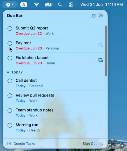 Marking a task as done